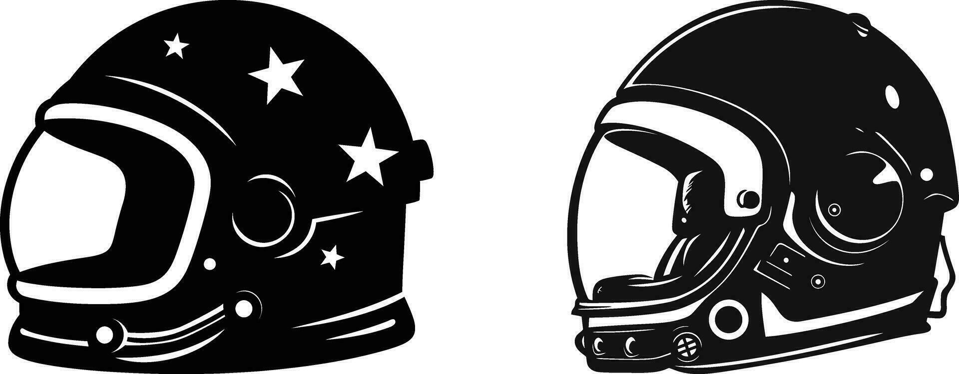 silhouette di il stelle astronauta casco design vettore