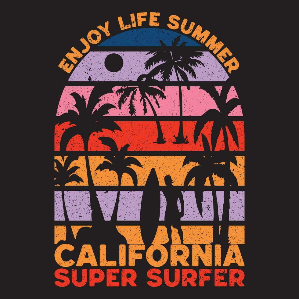 godere vita estate California super surfer vettore