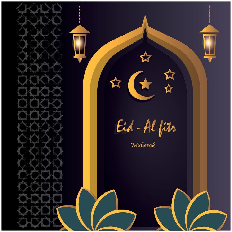 design islamico con il tema del ramadan e dell'eid per i media post vettore