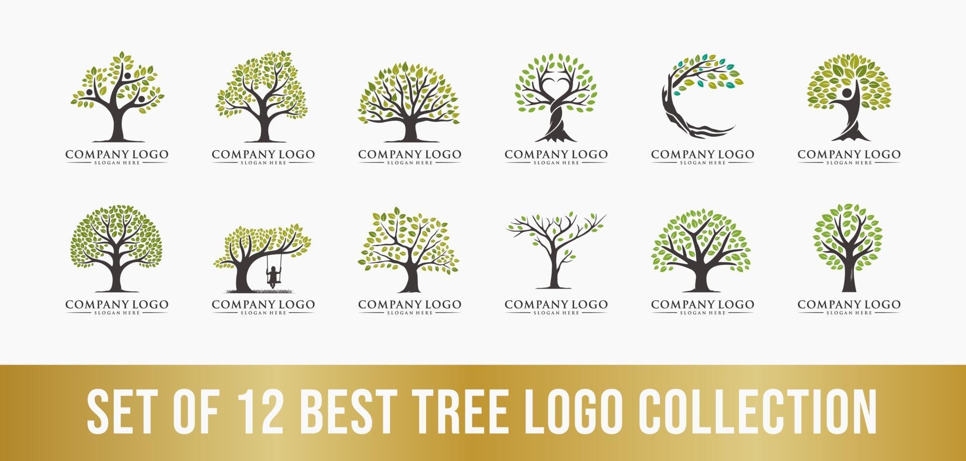 il miglior set di raccolta del logo dell'albero, perfetto per i loghi aziendali. vettore