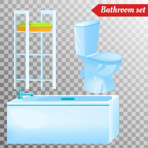 Mobili da bagno interni e attrezzature diverse. Illustrazioni vettoriali in stile realistico