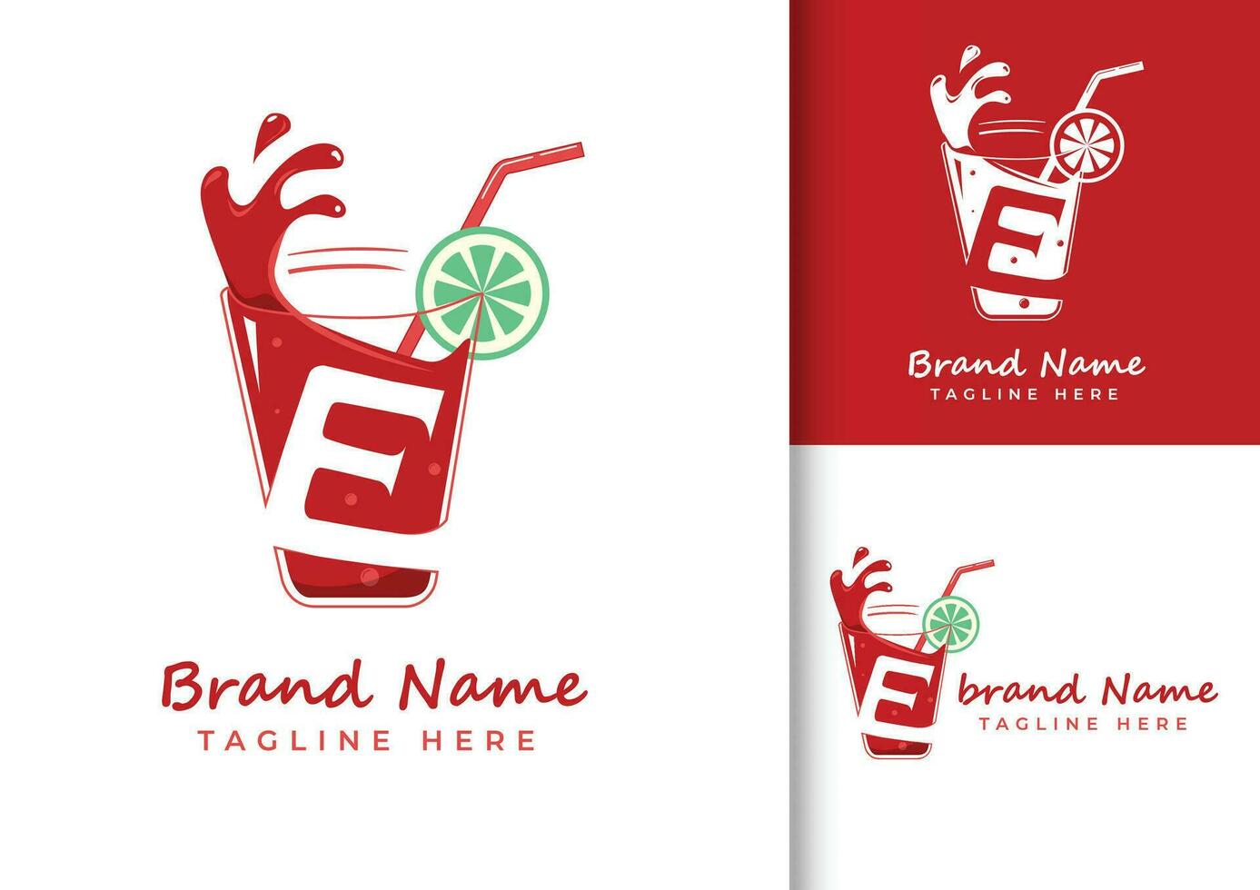 lettera e fresco succo logo design modello vettore