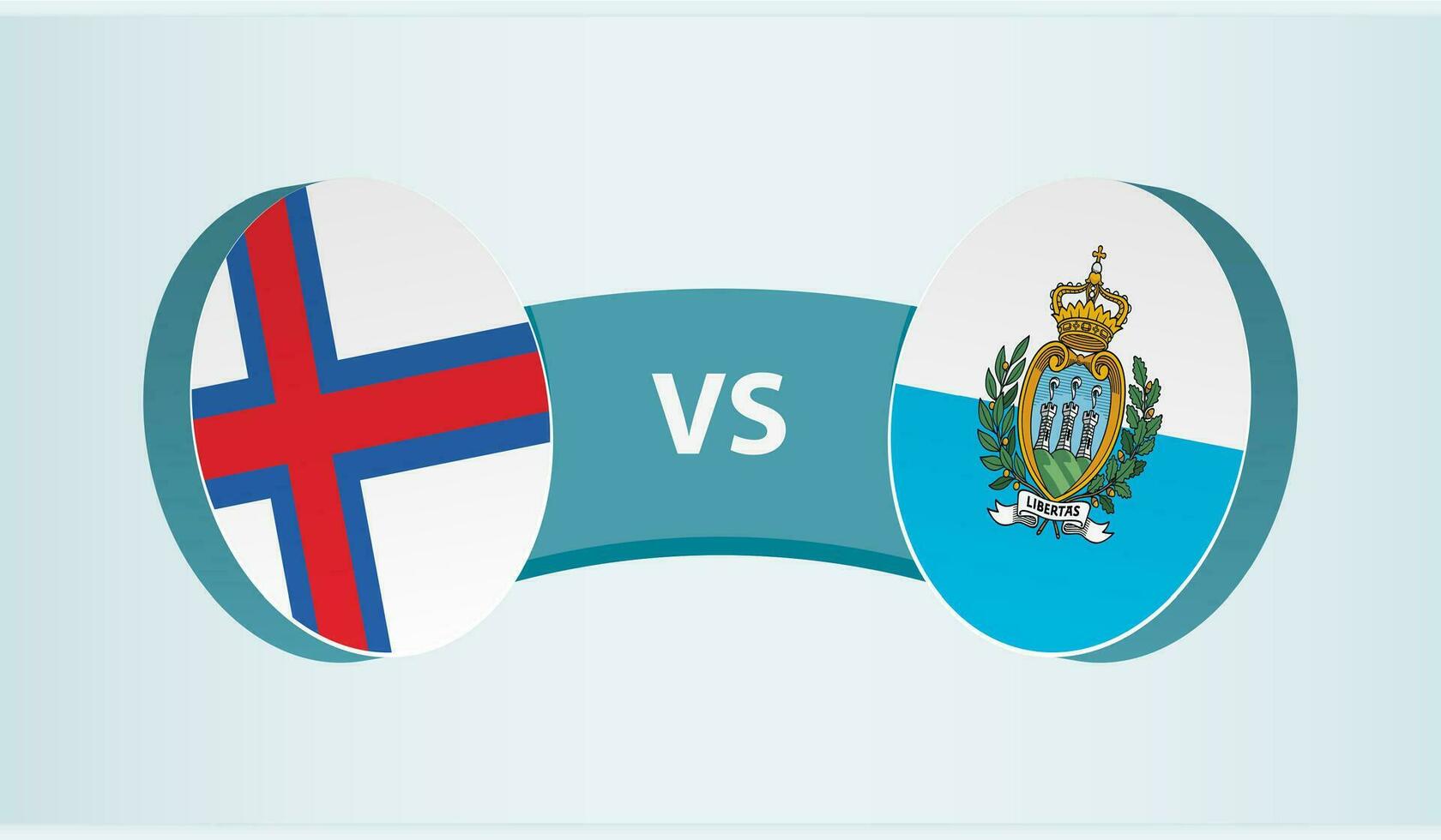 Faroe isole contro san marino, squadra gli sport concorrenza concetto. vettore
