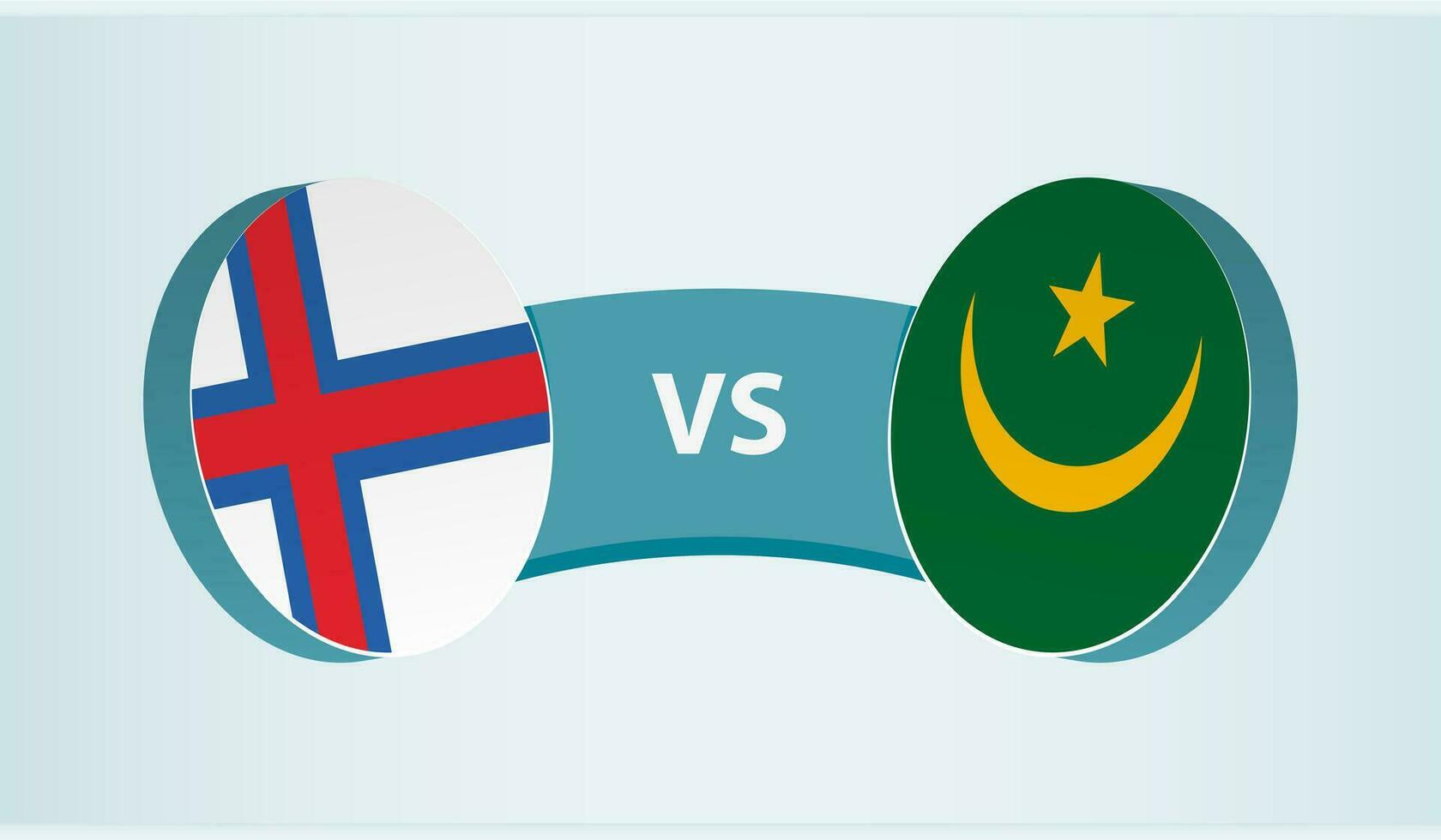 Faroe isole contro mauritania, squadra gli sport concorrenza concetto. vettore