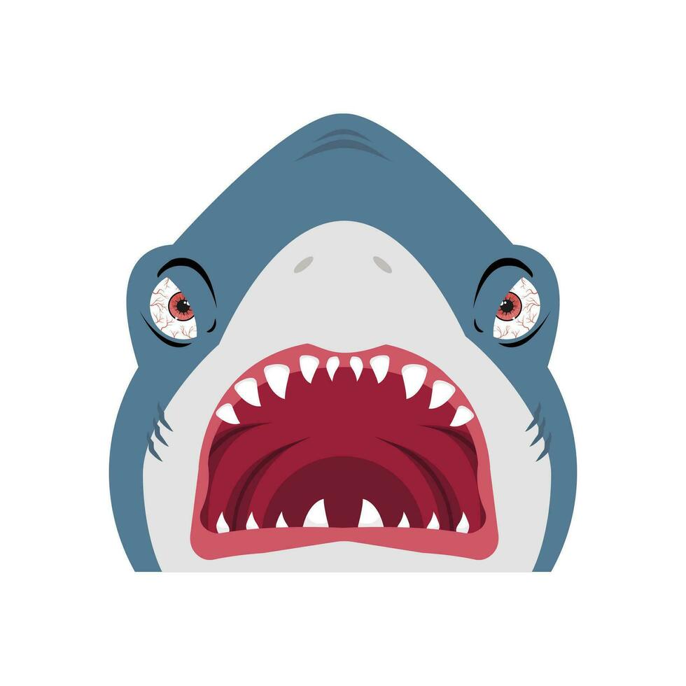 squalo Aperto bocca cartone animato cartello vettore