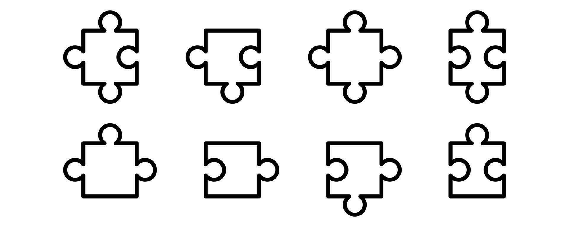 puzzle simbolo. sega icona impostare. schema puzzle cartello. sega pezzi. puzzle gioco nel linea. sega lavoro di squadra nel schema. azione vettore illustrazione