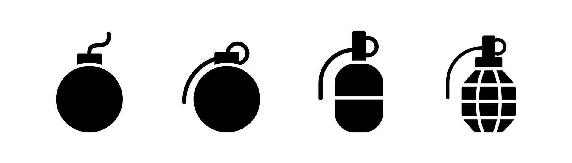 granata glifo icona. bomba simbolo. granata icona impostare. bomba glifo icona. azione vettore illustrazione.