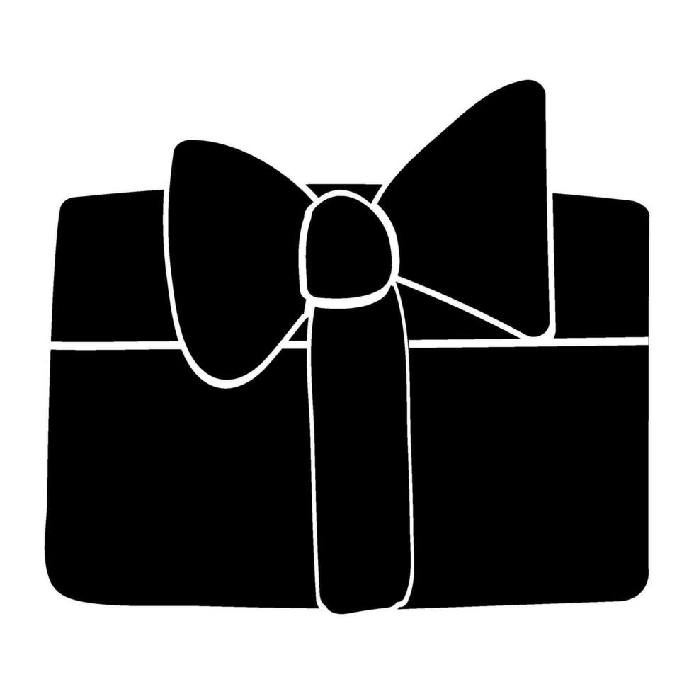 inverno monocromatico inchinato regalo scatola scarabocchio silhouette vettore