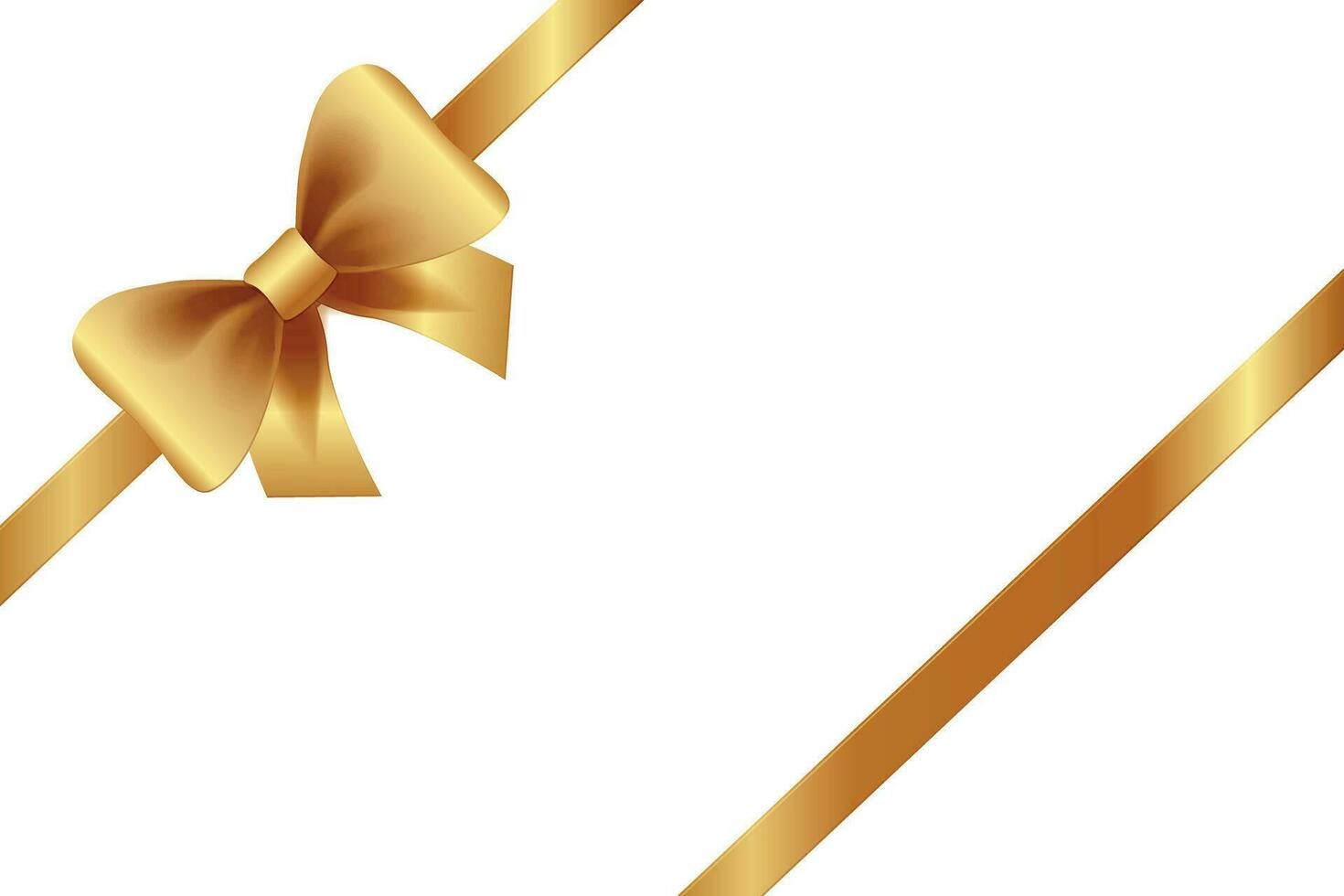 oro arco con orizzontale nastro su un' bianca sfondo per regalo decorazione, decorazione elemento per diverso disegni. vettore illustrazione.