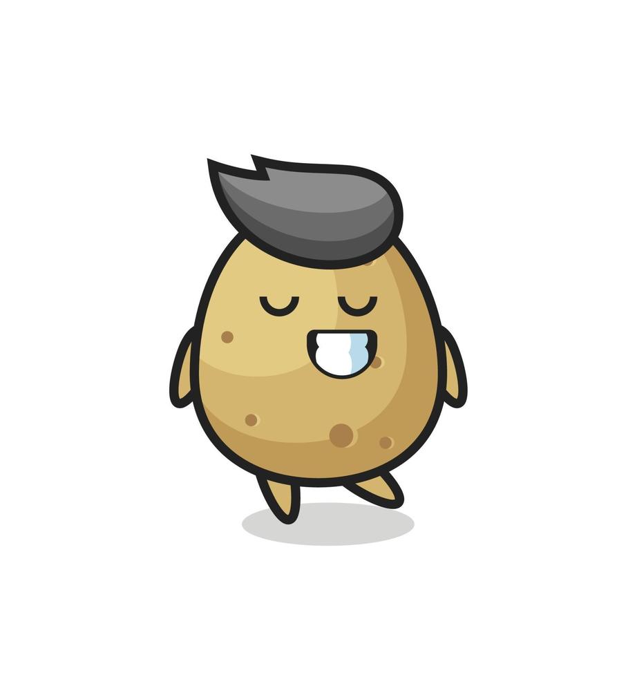 illustrazione di cartone animato di patate con un'espressione timida vettore