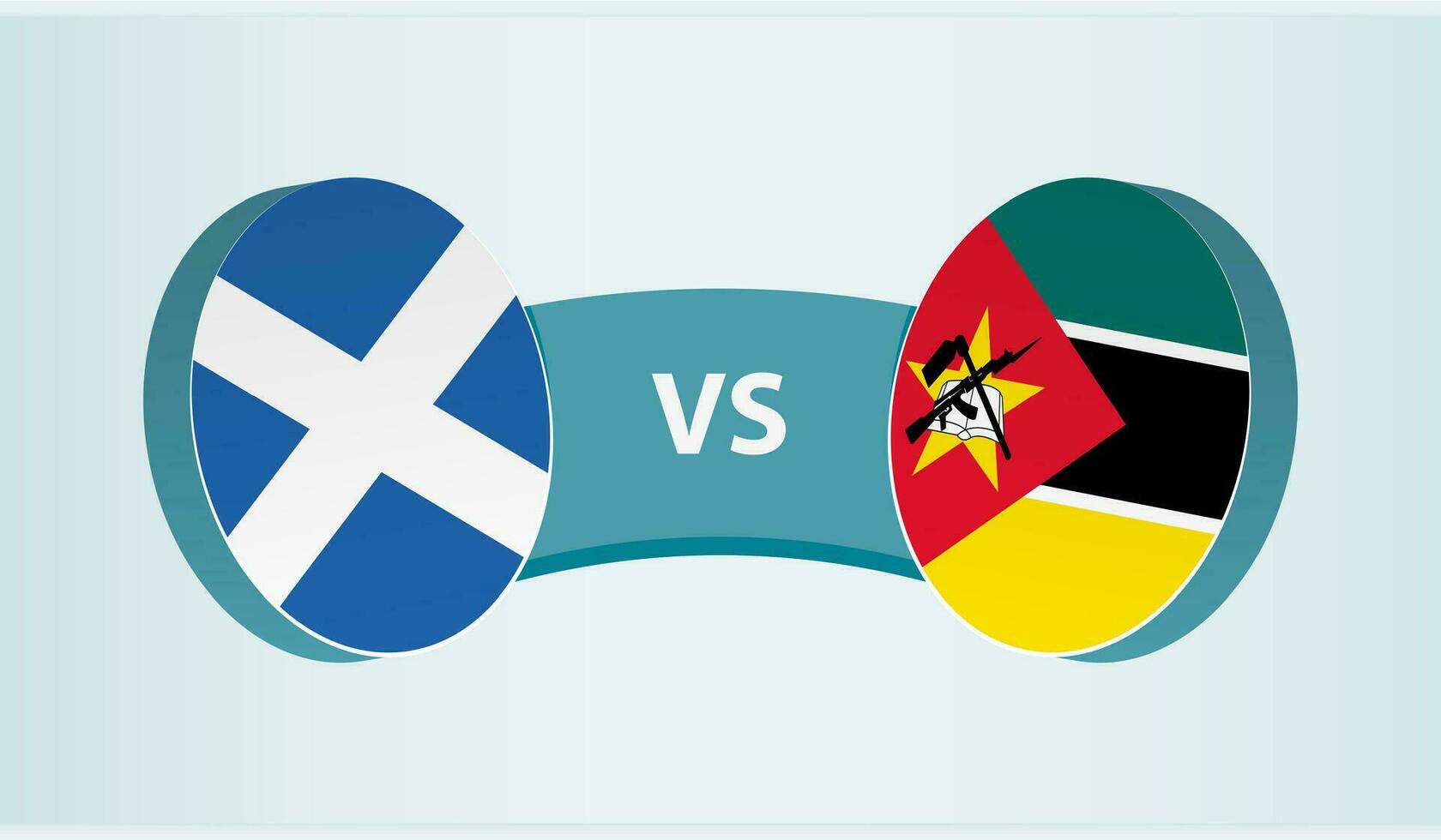 Scozia contro mozambico, squadra gli sport concorrenza concetto. vettore