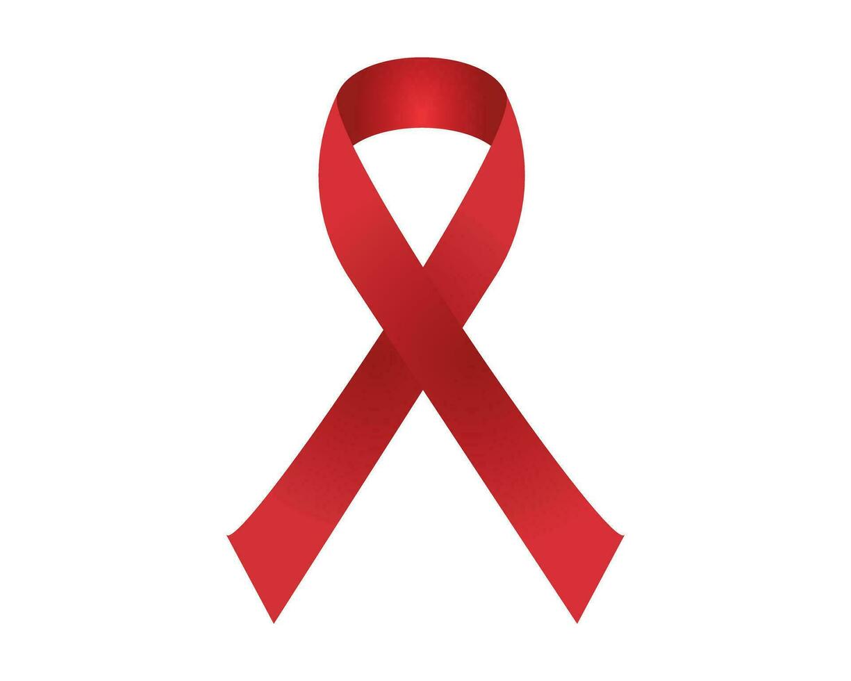 rosso nastro AIDS simbolo vicino su vettore isolato simbolo su bianca sfondo.