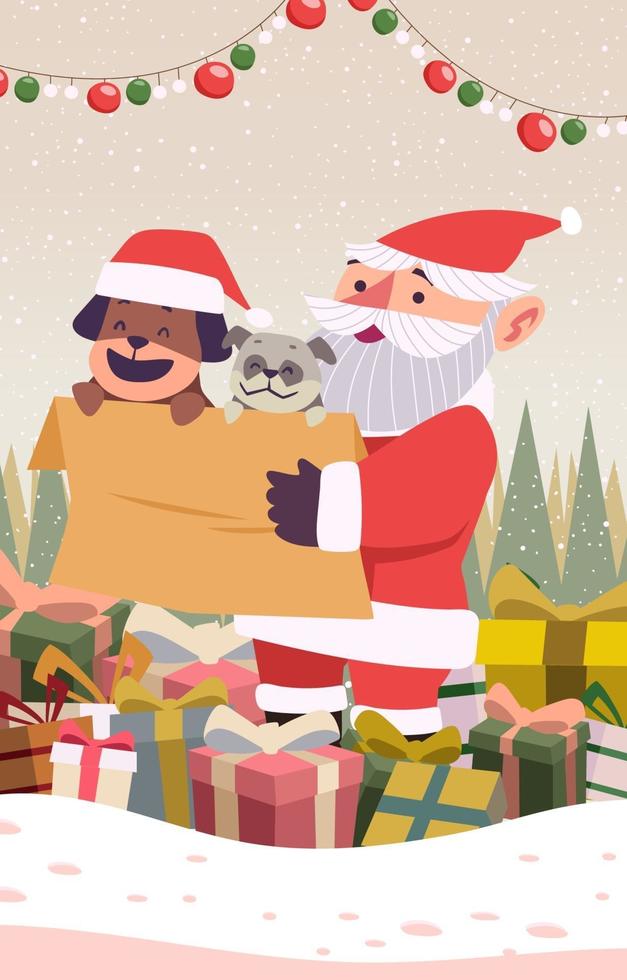 babbo natale e i suoi animali domestici vettore