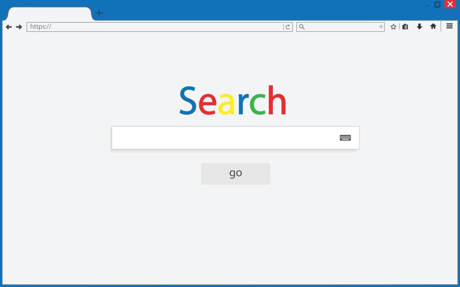 finestra del browser su sfondo trasparente. ricerca del browser. vettore