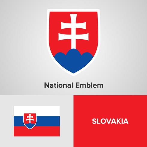 Emblema nazionale della Slovacchia, mappa e bandiera vettore