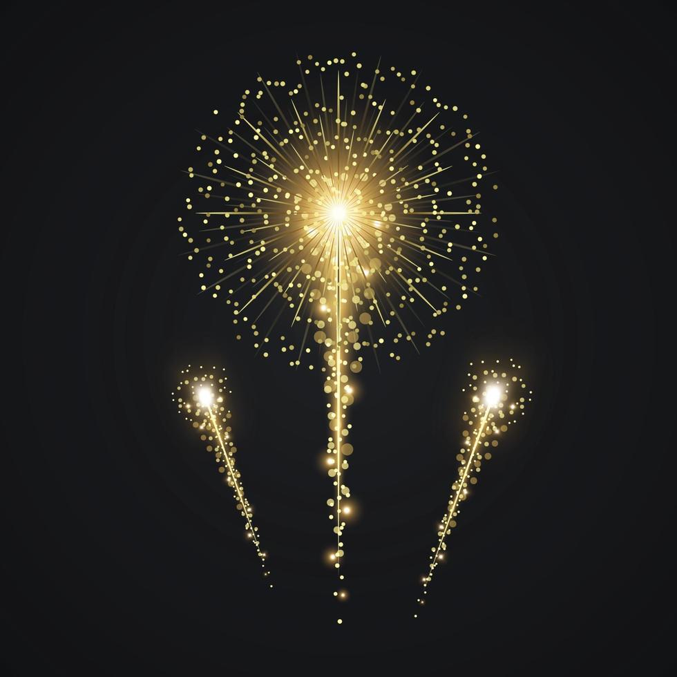 modello di fuochi d'artificio d'oro vettoriale per il tuo design