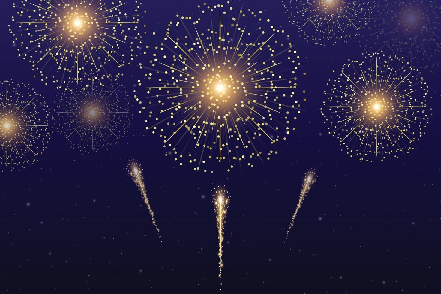 modello di fuochi d'artificio d'oro vettoriale per il tuo design