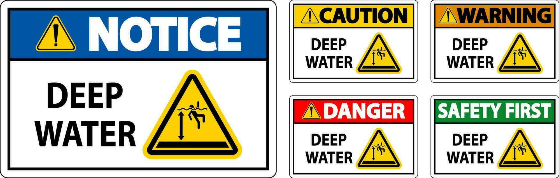 Pericolo cartello in profondità acqua vettore