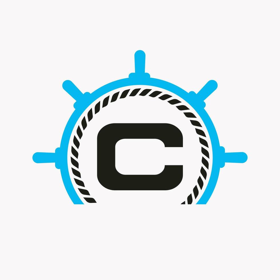 lettera c crociera timone logo. yacht simbolo, nave logotipo, marino cartello modello vettore