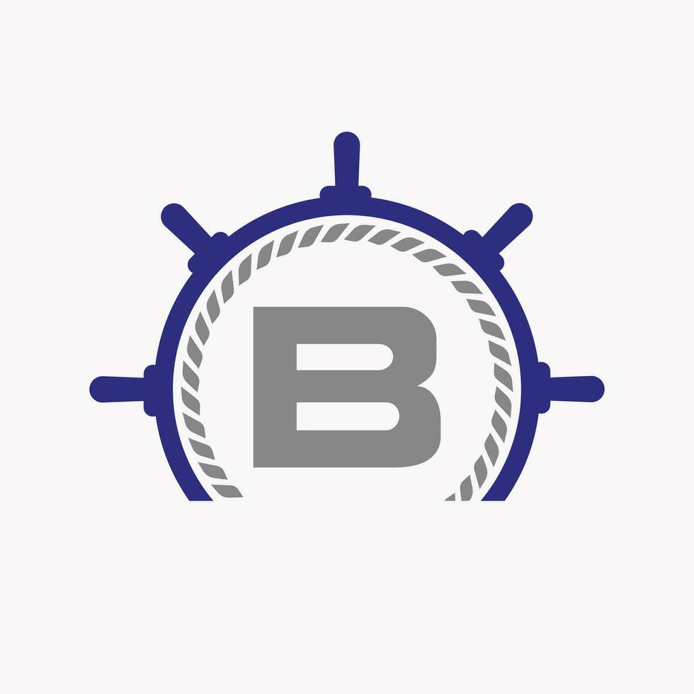 lettera B crociera timone logo. yacht simbolo, nave logotipo, marino cartello modello vettore