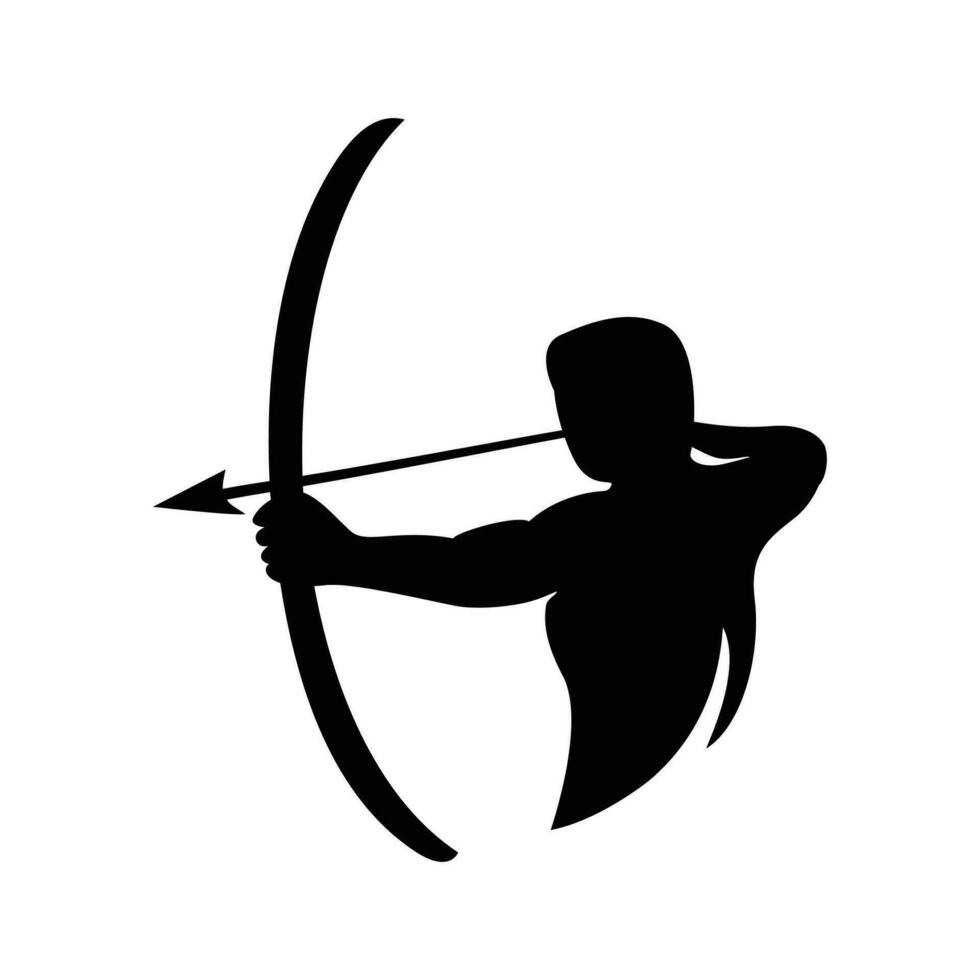 arciere silhouette icona design. uomo e freccia cartello e simbolo. cacciatore vettore illustrazione.