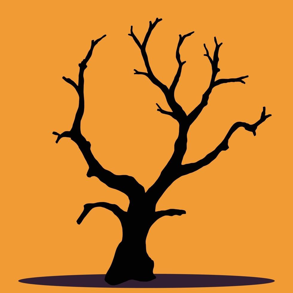 semplicità halloween albero morto disegno a mano libera vettore