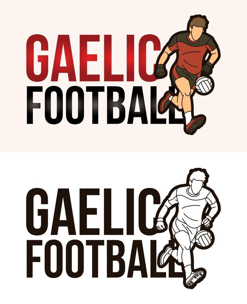 testo di calcio gaelico con grafica vettoriale di giocatore sportivo