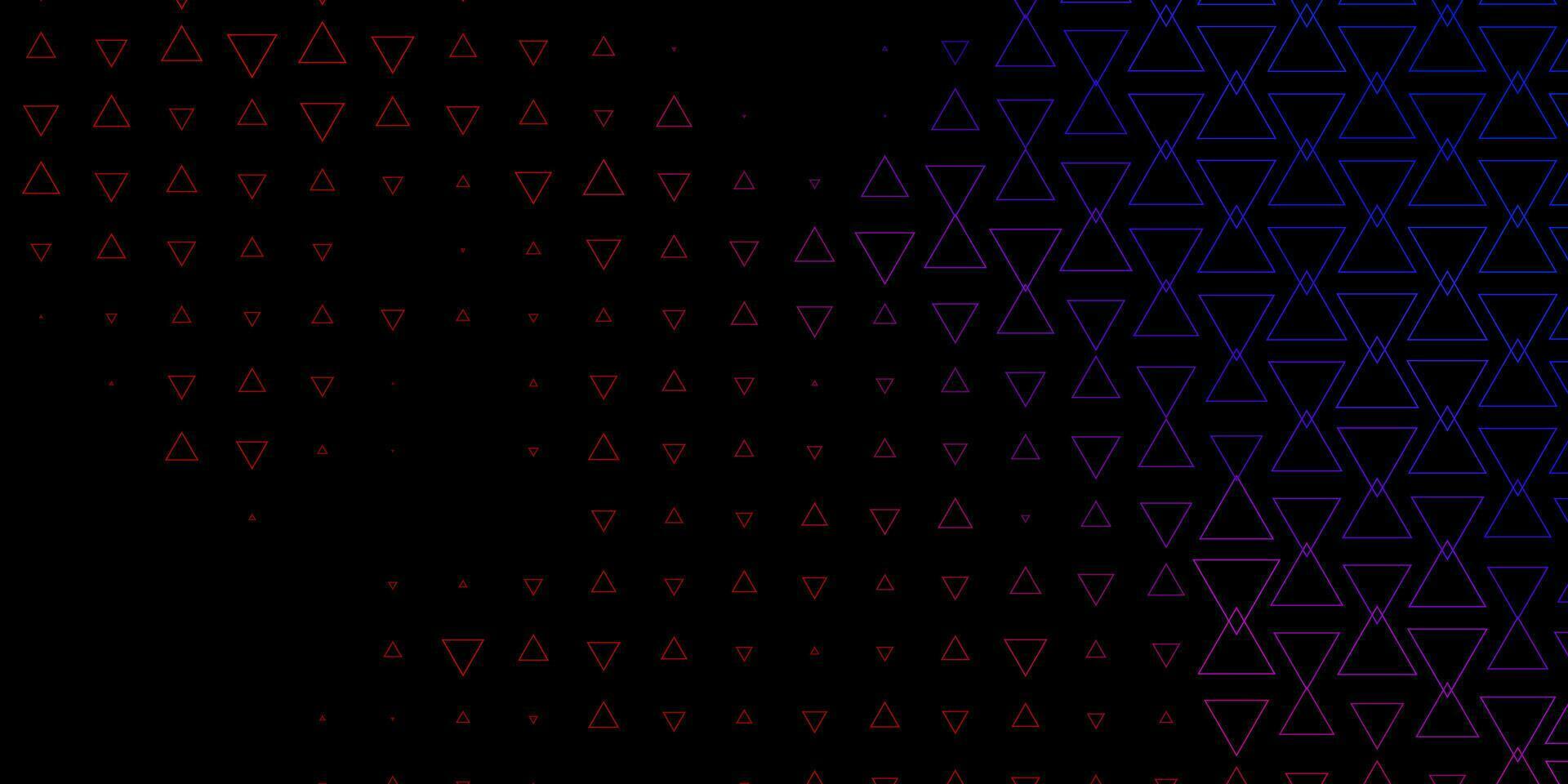 sfondo vettoriale blu scuro, rosso con linee, triangoli.