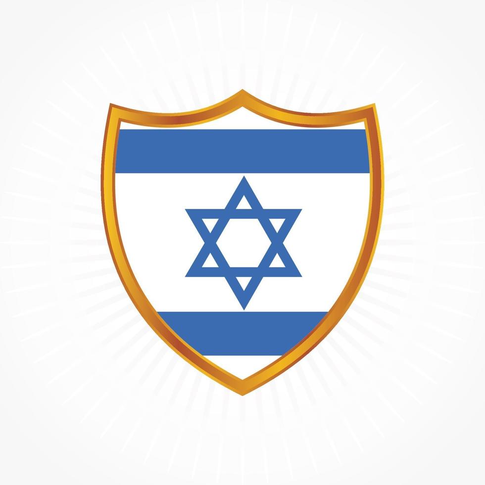 vettore di bandiera israeliana con cornice scudo