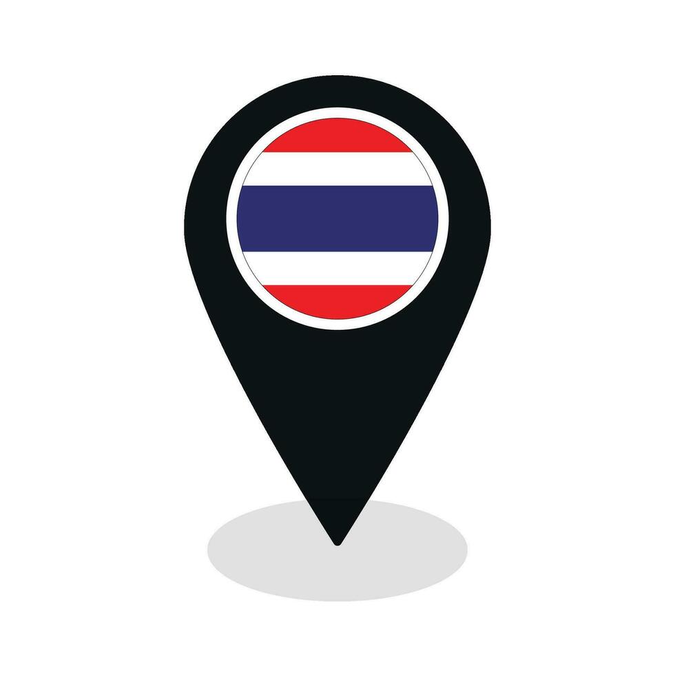 Tailandia bandiera su carta geografica Pinpoint icona isolato. bandiera di Tailandia su perno carta geografica vettore