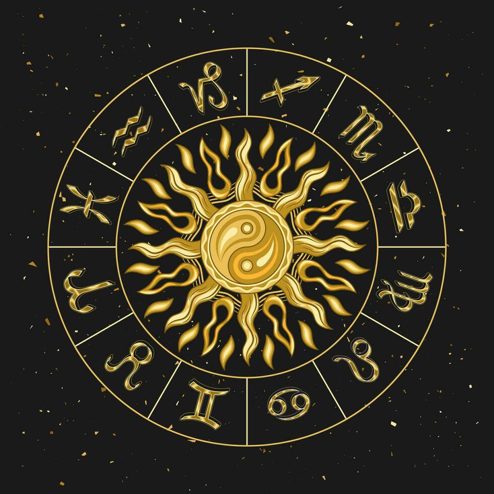 oroscopo ruota con zodiaco segni, sole vettore