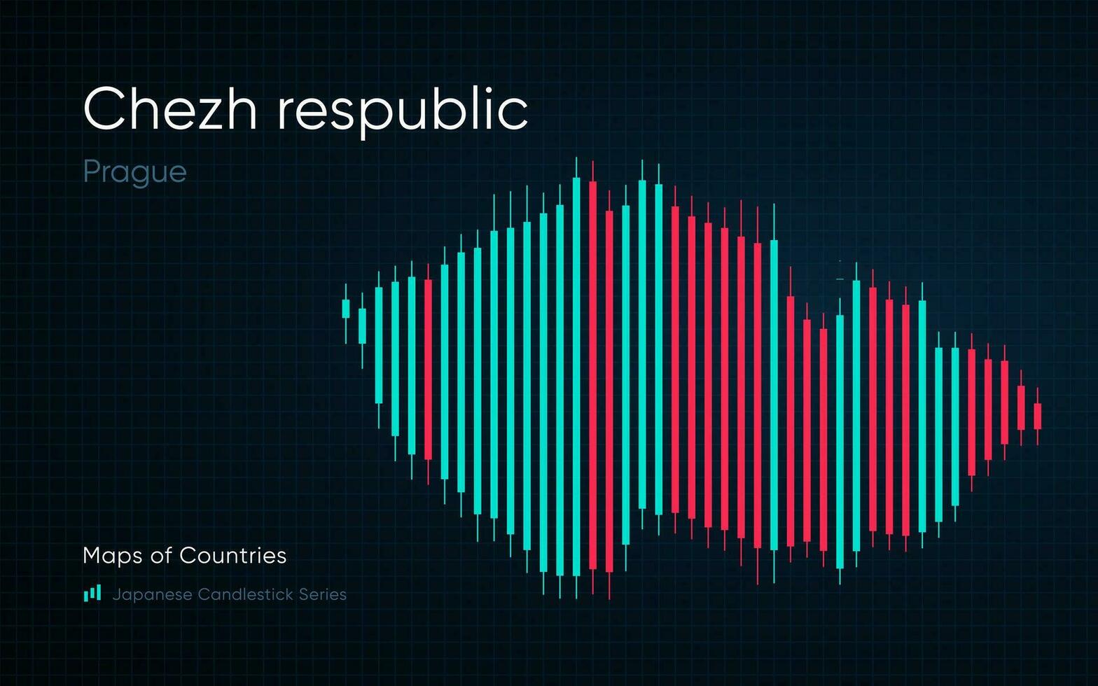 ceco repubblica carta geografica è mostrato nel un' grafico con barre e Linee. giapponese candeliere grafico serie vettore