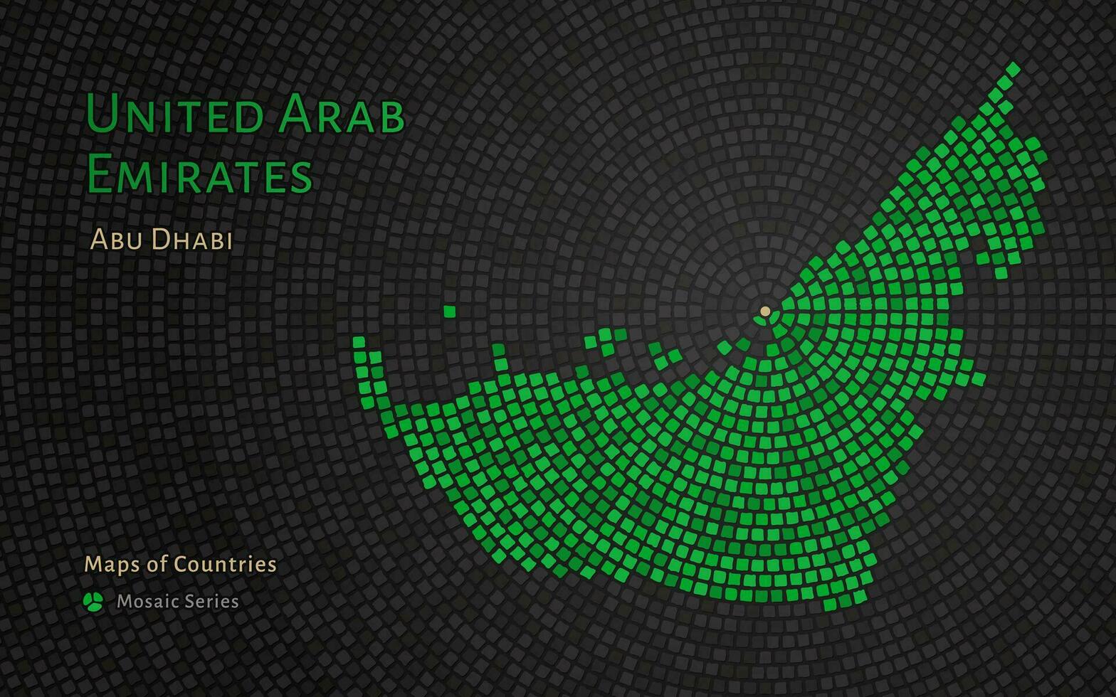 unito arabo Emirates carta geografica con un' capitale di abu dhabi mostrato nel un' mosaico modello vettore
