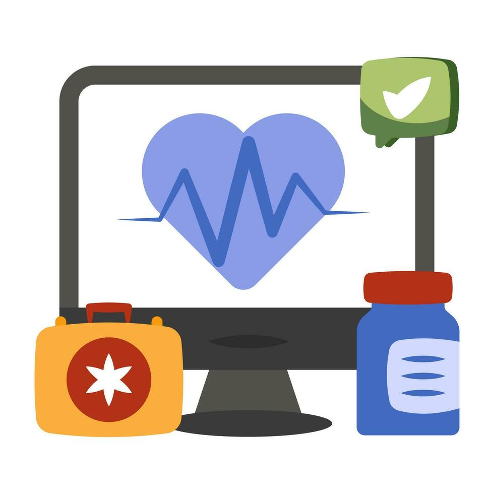 un'icona di design unica del monitor ecg vettore