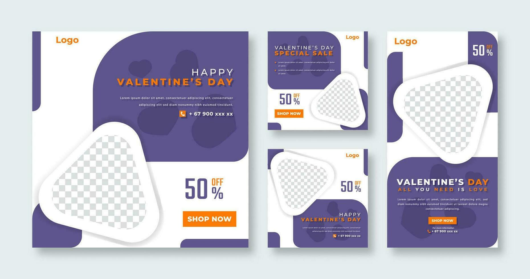 San Valentino vendita sociale media inviare per in linea marketing promozione striscione, storia e ragnatela Internet Annunci aviatore vettore