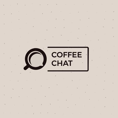 Logo chat vecchia scuola di caffè. Tazza con un&#39;illustrazione nera della bevanda di energia. Banner piatto vettoriale