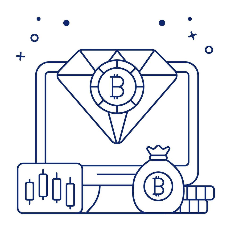 creativo design icona di bitcoin diamante vettore