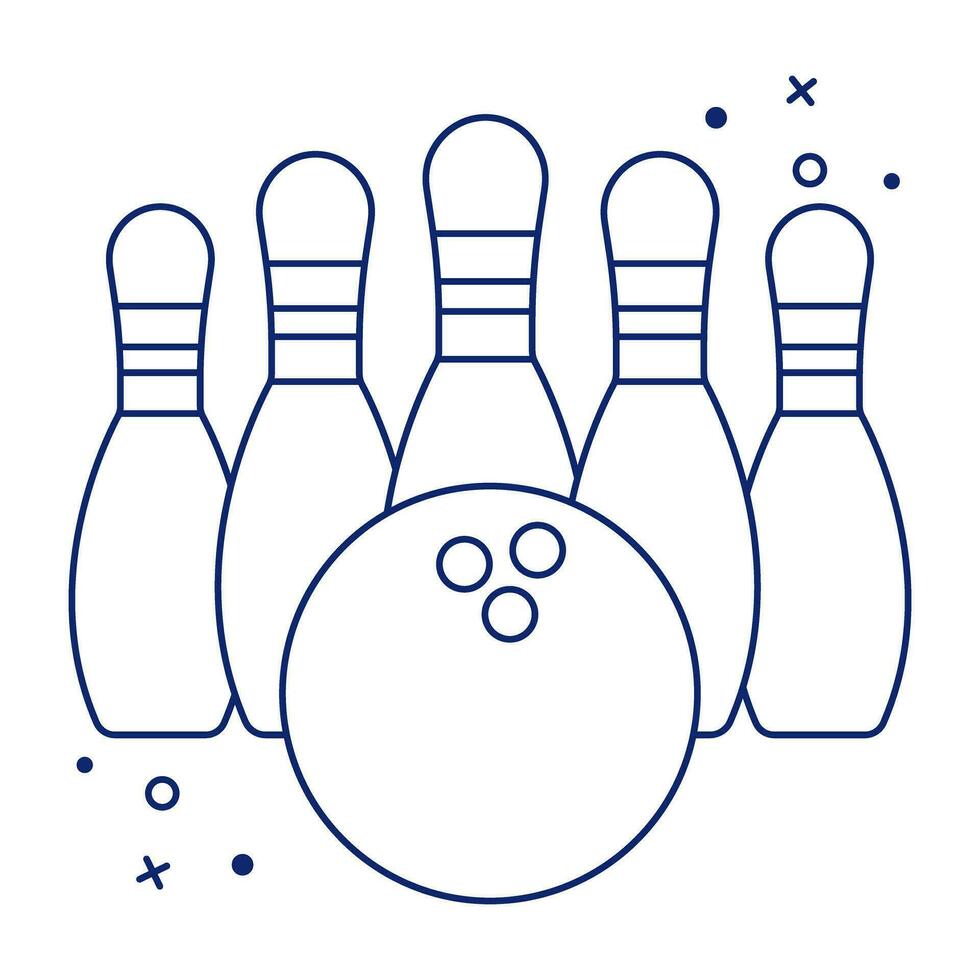 birilli con palla in mostra concetto di bowling gioco vettore