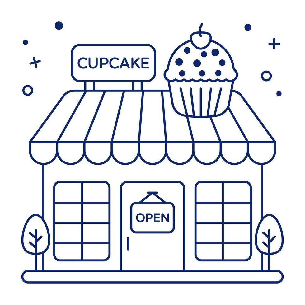 Cupcake negozio icona, modificabile vettore