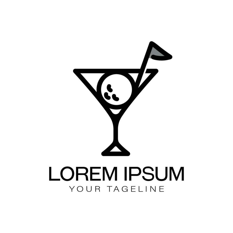 illustrazione logo golf combinazione con vino occhiali, semplice logo illustrazione vettore