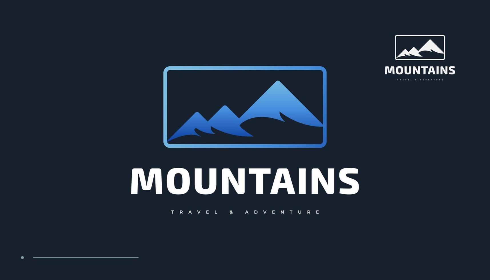 logo di montagna blu. design del logo delle colline del paesaggio vettore