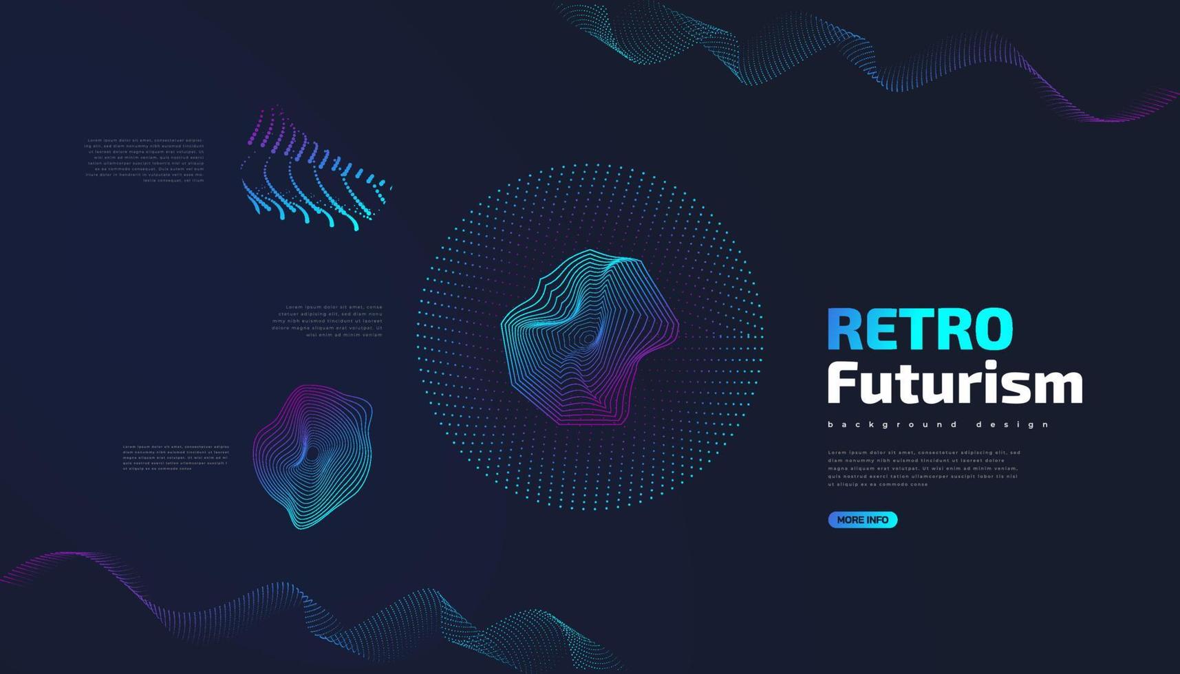 sfondo futuristico retrò con forme ondulate colorate astratte vettore