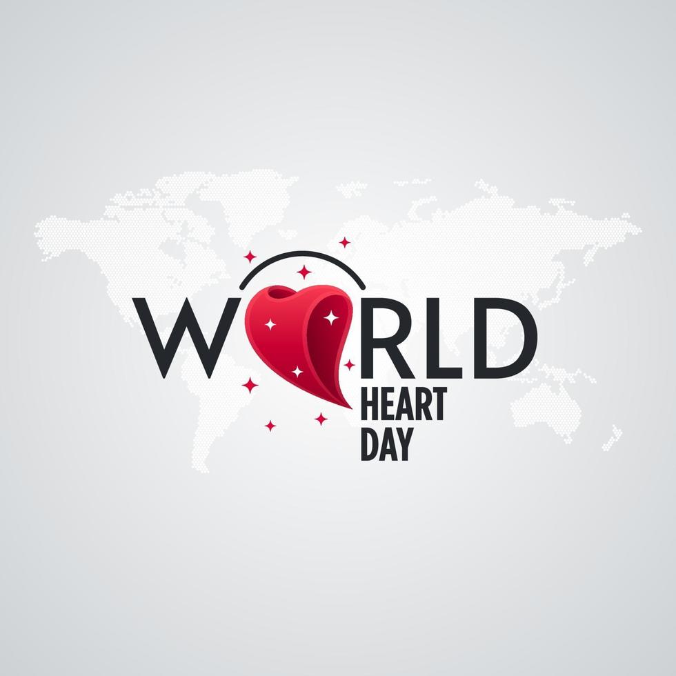 design della giornata mondiale del cuore a forma di cuore 3d vettore