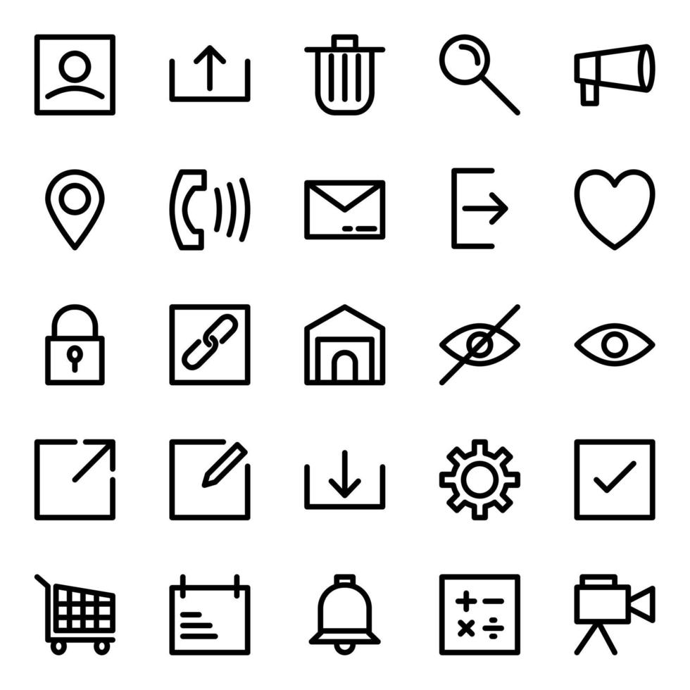 pacchetto di icone dell'interfaccia utente con stile di linea vettore