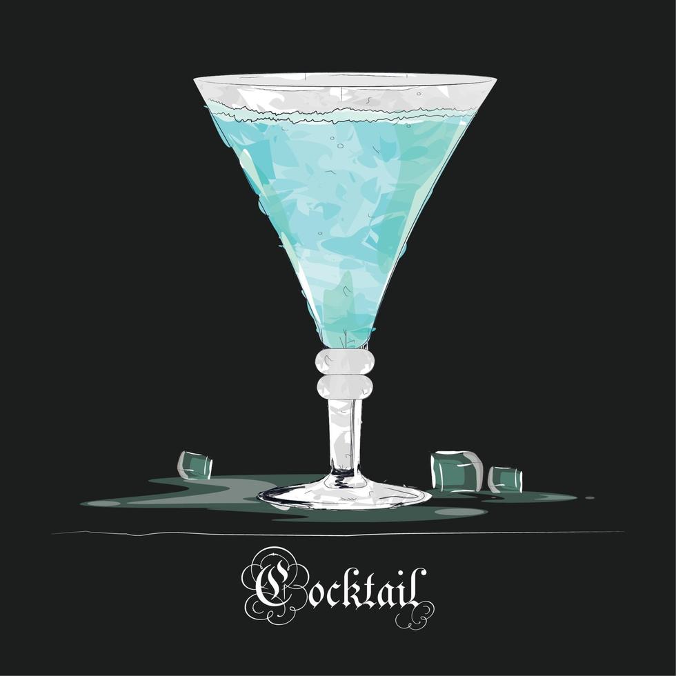 cocktail tropicale freddo isolato con menta e ghiaccio vettore