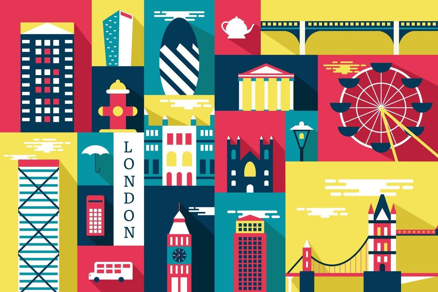 illustrazione vettoriale della città di londra, concetto di design piatto