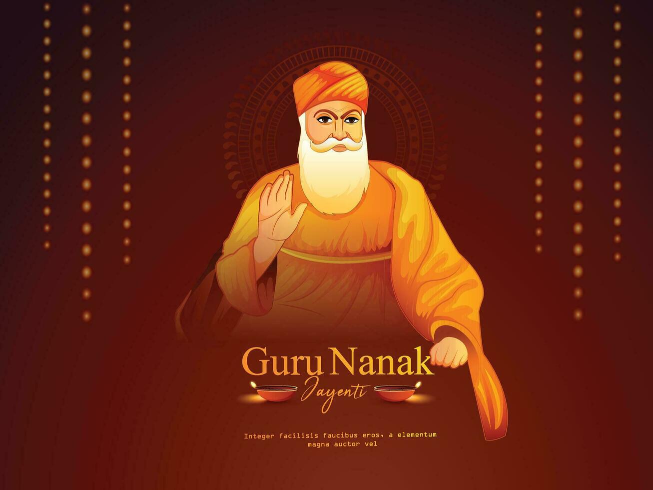 guru nanak jayanti gurpurab, anche conosciuto come guru Nanak prakash utsav e guru nanak Jayanti, inglese senso celebra il nascita di il primo sikh guru vettore