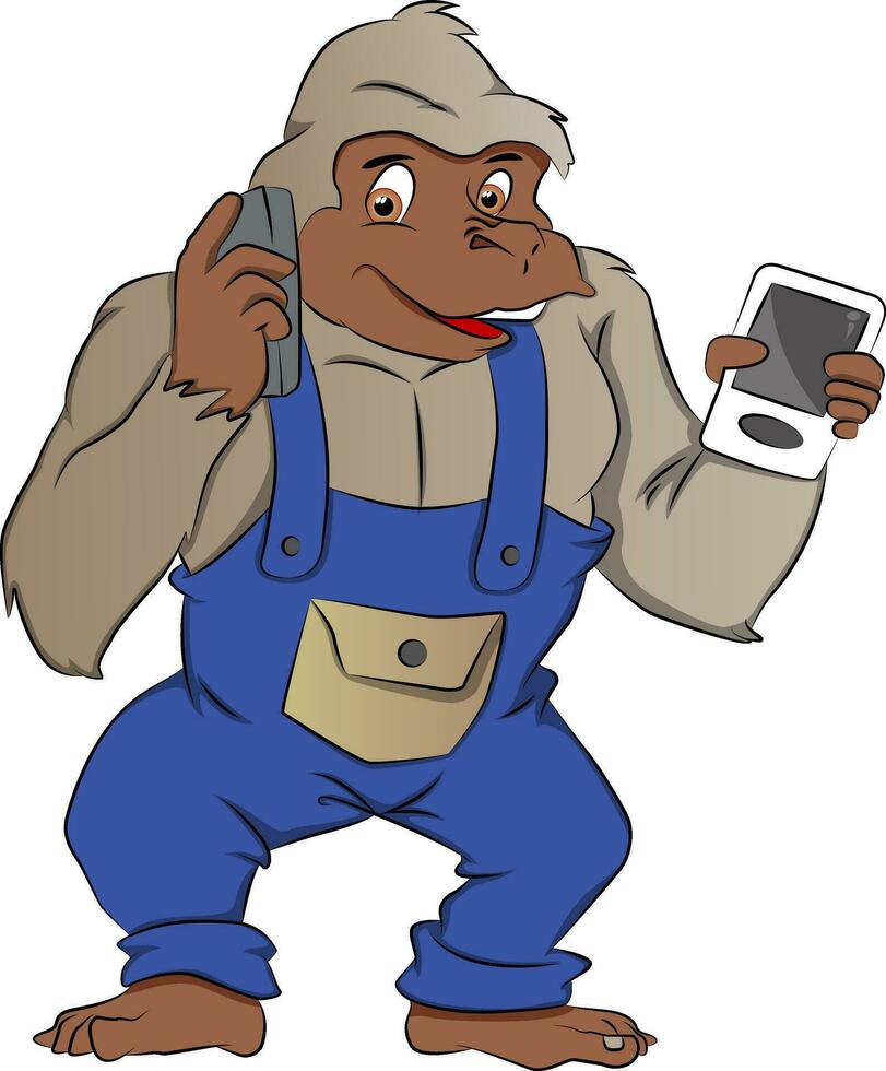 gorilla con gadget, illustrazione vettore