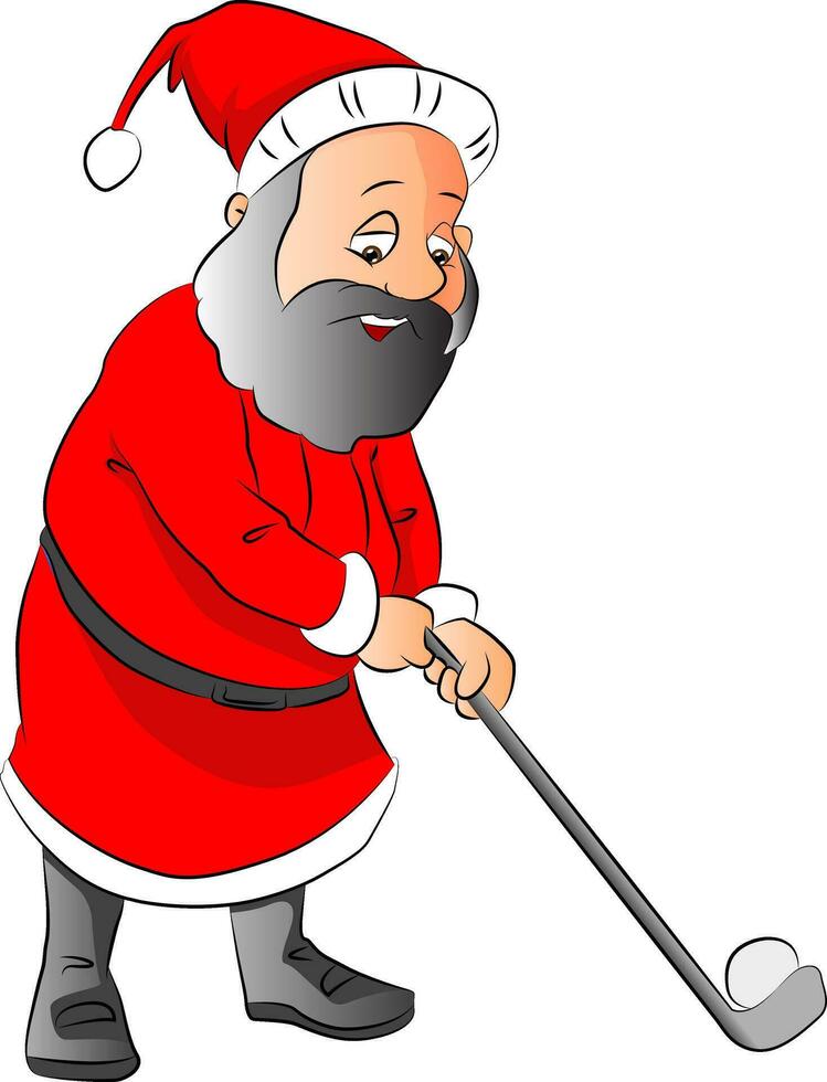 vettore di un' uomo giocando golf nel Babbo Natale costume.