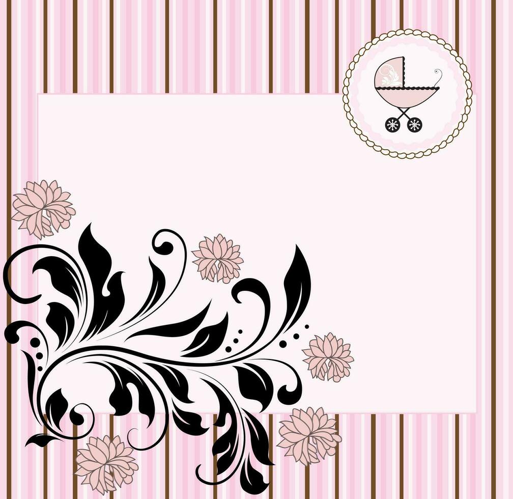 Vintage ▾ bambino doccia invito carta con ornato elegante astratto floreale design vettore